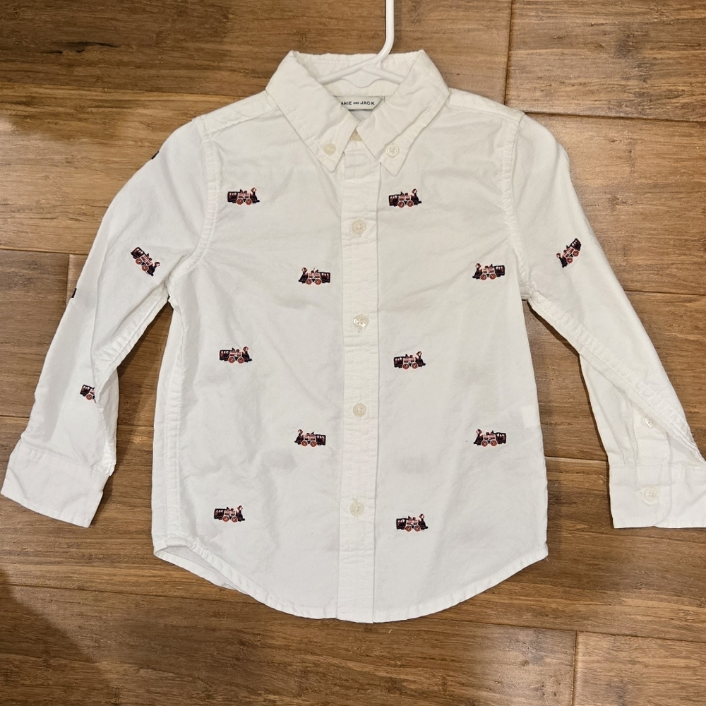 Janie and Jack Embroidered Oxford Long Sleeve Button Down Shirt
